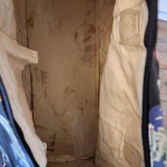 Vintage 90s Floral Tapestry Weekender Duffle Bag Black Rose Cottagecore Boho - Picture 7 of 7